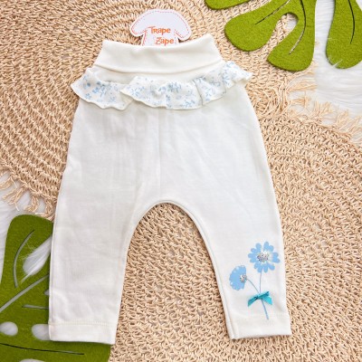 Kit 3 Calças - Flores com Paetê - Branco, Off White e Areia